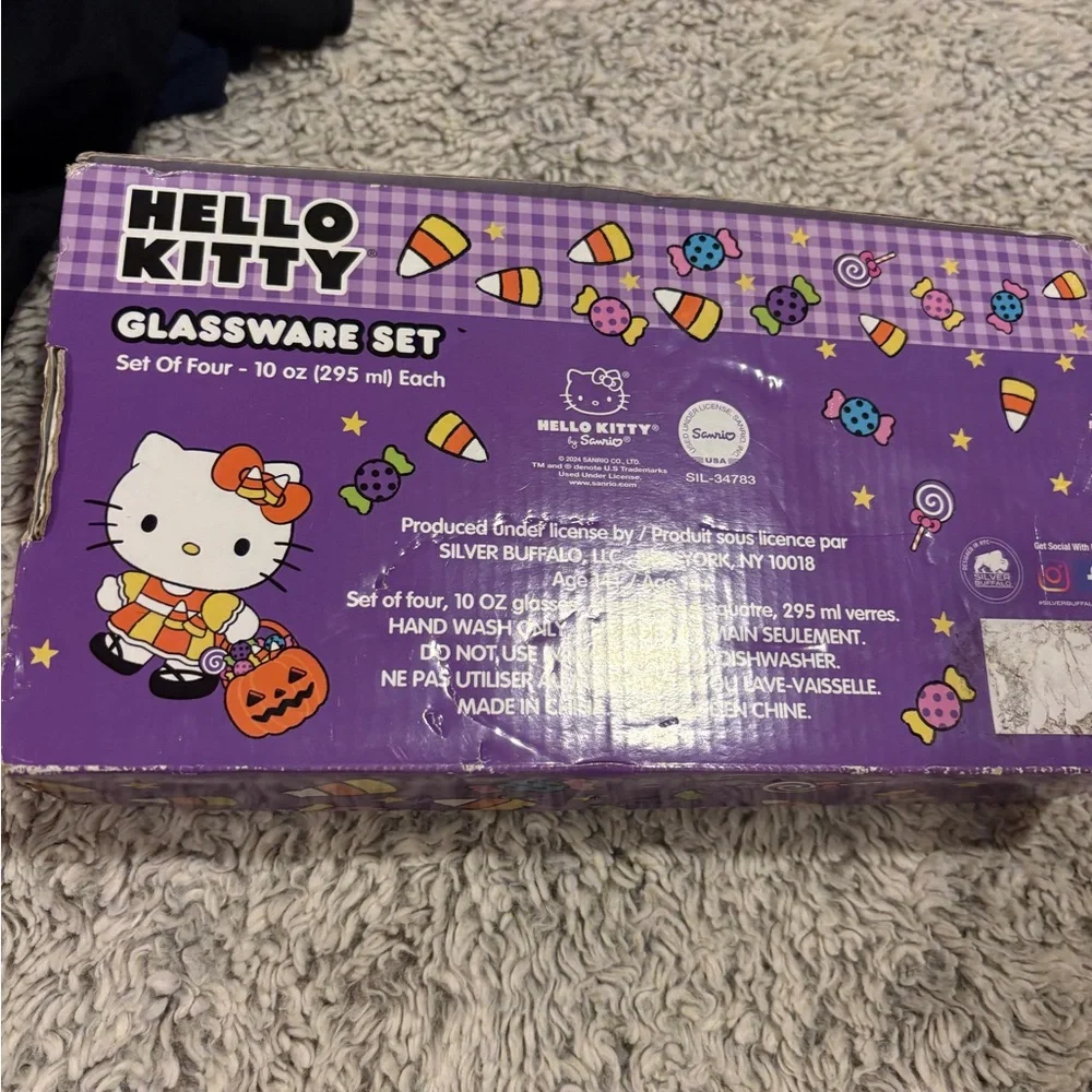 Hello Kitty Glassware Set‎ Unisex OS Purple New Halloween 4pk 10oz Glasses